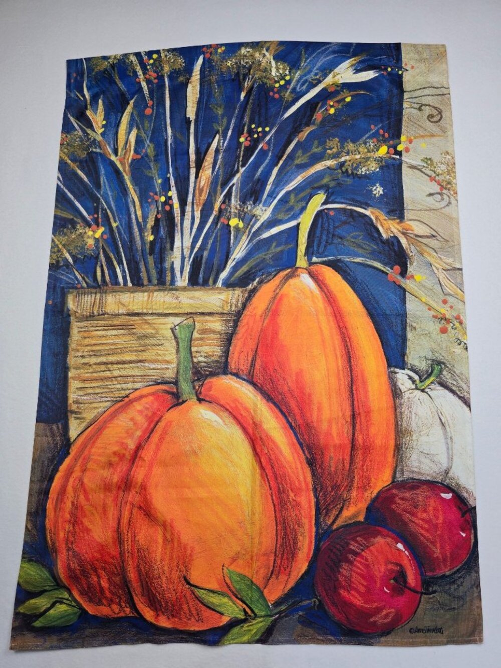 Fall Autumn Harvest Flag Outdoor 28" X 40" Pumpkins Apples Yard Garden